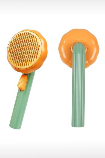 GOBYPET Pumpkin Design Automatic Cleaning Button Pet Brush Cat Dog Hair Collector Comb