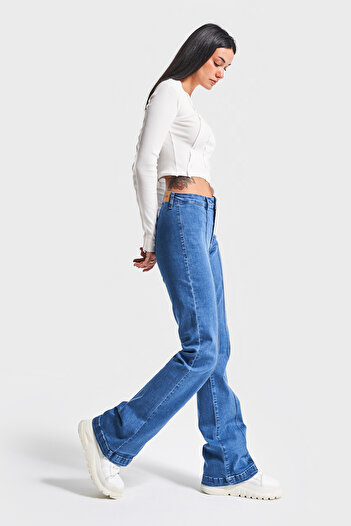 its basic Γυναικείο Μπλε Χρώμα 1S5-4 Slim Flare Lycra Ύφασμα ελαστικό τζιν τζιν