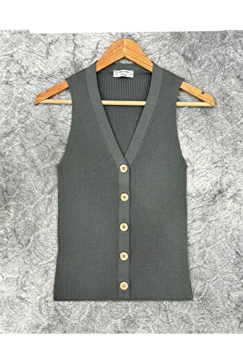 Irmak Kerekli Women's Smoked Buttoned Ribbed Knitwear Vest Women's Vest Y 241017