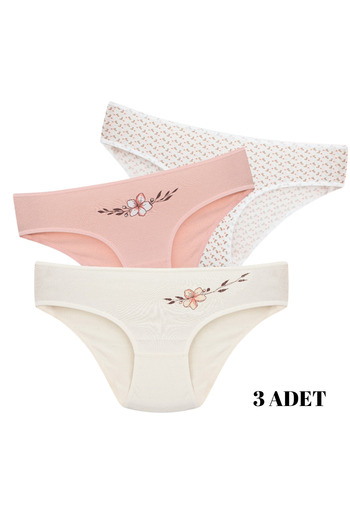 Cotpark Chiloți bikini de bază din bumbac pentru femei, pachet de 3 4145