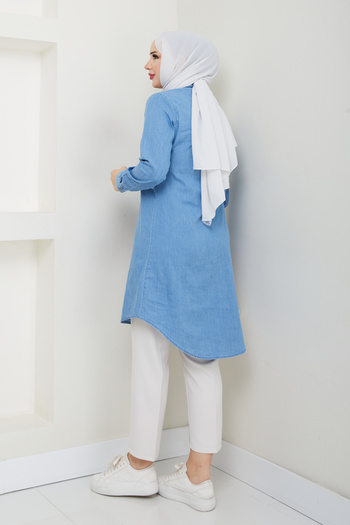 Kirazgym Boyfriend Long Denim Shirt