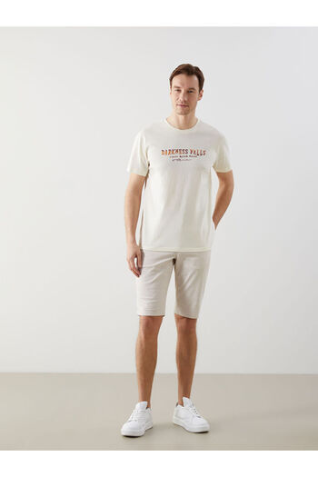 LC Waikiki Ανδρικό μπλουζάκι LCW Crew Neck με εμπριμέ χτενισμένο βαμβάκι
