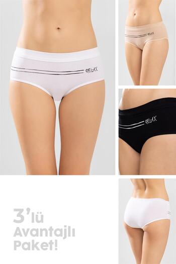 BAYKAR Chiloți de damă de bază din bumbac elastic, gros, bato, pachet de 3 8145 COLORATI
