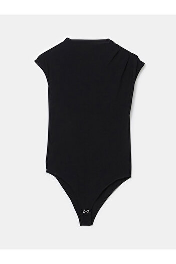 LC Waikiki Lcw Vision Black Stand Collar Women's Bodysuit
