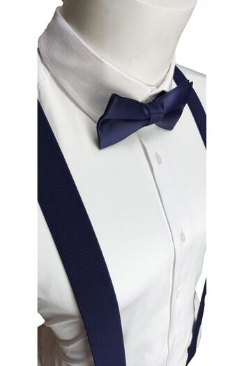 Elegante Cravatte Navy Blue Color Trouser Suspenders and Bow Tie Set