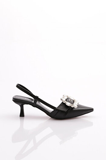 DGN 6107 Women's Stone Embroidered Heeled Evening Shoes