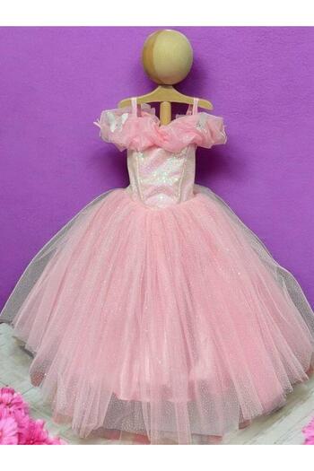 Okay Girl's Princess Collar Butterfly Embroidered Sequin Turndown Evening Dress