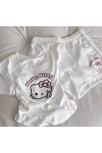 Karakedi Σετ πιτζάμες Hello Kitty White 2 τεμαχίων