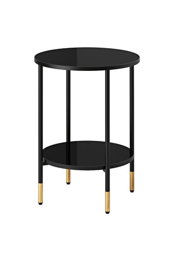 erorex Side table, black/glass black, 45 cm
