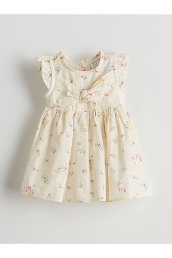 LC Waikiki Lcw Baby Ecru Crew Neck Floral Baby Girl Dress