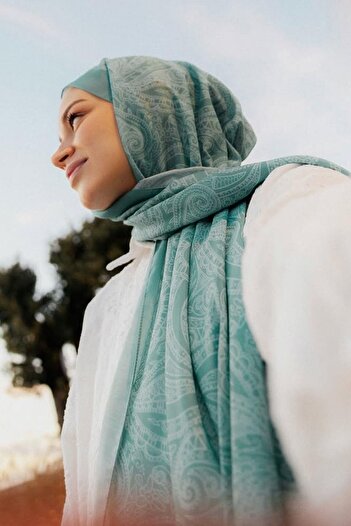 carell Nilla Cotton Zehra Selvi's Choice - Ocean Nile Green Shawl