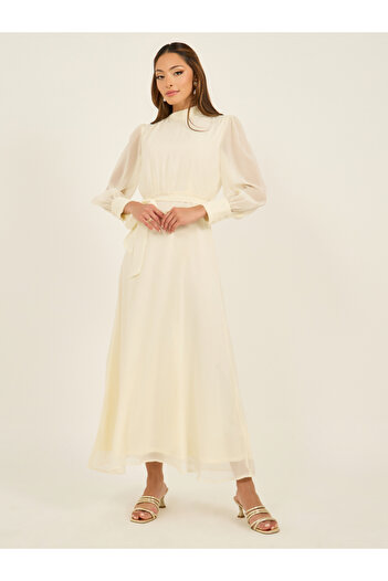 Styli Plain Long Sleeves A-Line Maxi Dress