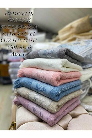 HMZ ТЕКСТИЛЬНІ ПОДАРУНКИ ДЛЯ ВЕСІЛЬНОГО ПРИДУБАЧУВАННЯ ДЛЯ ЩОДЕННОГО ВИКОРИСТАННЯ БАВОВНЯНІ РУШИКИ З КРАЄЧКОМ, 6 ШТ.
