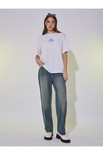 Take Two By Styli Embroidered Round Neck Relaxed Fit T-Shirt