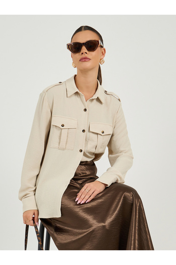 Styli Regular Fit Collared Shirt with Utility Pocket Detail