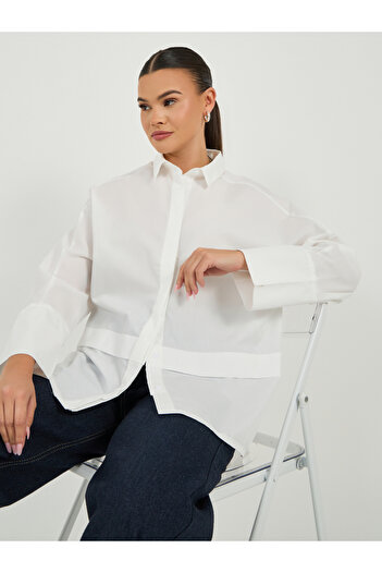 Styli Oversized Buttoned Shirt with Panel Detail