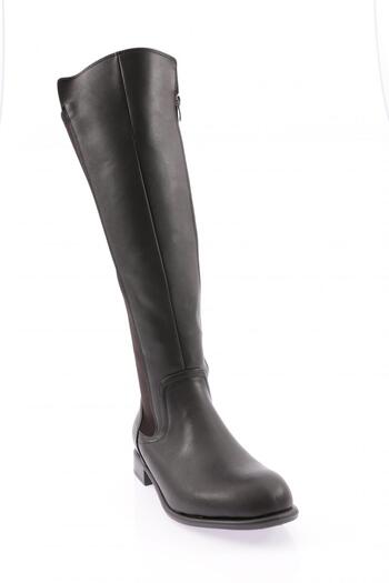 DGN Women's Back Stretch Side Zip Knee High Flats Boots Black 6122668