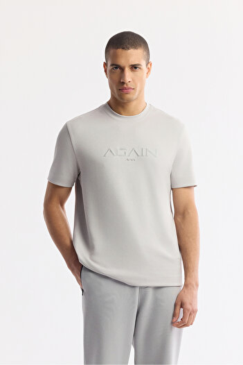 Avva Men's Gray Crew Neck Printed Bi-Stretch Interlock Regular Fit T-Shirt A51Y1132