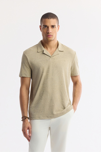 Avva Ανδρικό μπλουζάκι με γιακά από βιζόν Jacquard Elastane Regular Fit T-Shirt A51Y1069