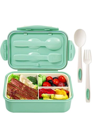 COOYA Portable Silicone Lunch Box,1400 ML, Leak Proof, 3 different compartments, for school,office