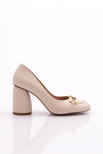 DGN 6030 Women's Heeled Shoes with Teş Detail - Tan