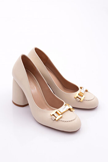 DGN 6030 Women's Heeled Shoes with Teş Detail - Tan