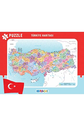 Karma Kitaplar Blue Focus Türkiye Map - Frame Puzzle Size 72 Pieces