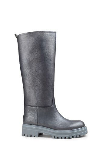 Deery Genuine Leather Metallic Gray Women's Boots