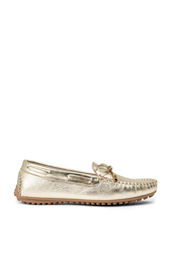 Deery Genuine Leather Gold Color Women's Ballerinas