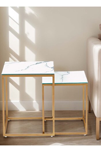 sharpdo Square Coffee Table Mother and Child Simple Modern Living Room 40*40*44&35*35*37CM