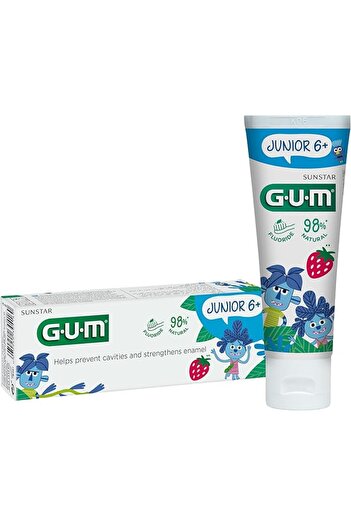 GUM Junior Kids Toothpaste - 7+ Years - Tutti Frutti Flavour - Natural - SLS, Paraben Free 50ML