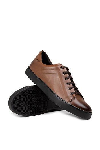 Deery Men's Sneakers - Genuine Leather, Tan Color