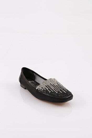 DGN Black Finished Women's Ballerinas - Flat Toe 11210102621