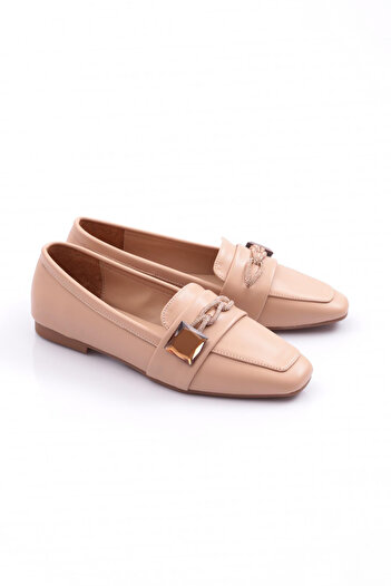 DGN Nude Women's Ballerinas - Silver with Stone Accessories 61132534