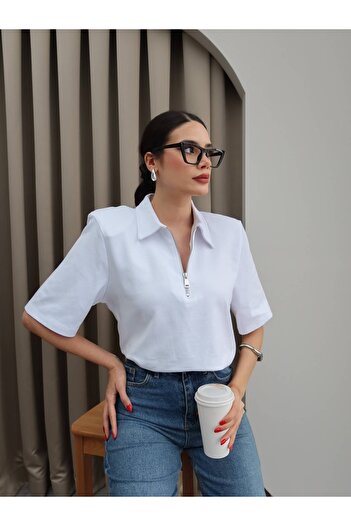 ESRAHELVACI Polo Neck Padded Zippered T-Shirt