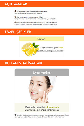 Missha Aydınlık Ve Pürüzsüz Görünüm Sunan Uyku Maskesi Pure Source Pocket Pack (LEMON)