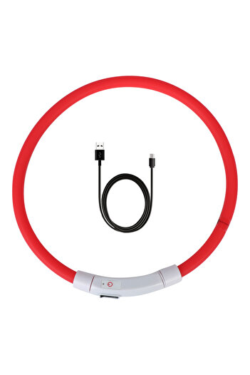 Choice طوق أحمر ليلي للسلامة، طوق شحن مضيء ليلي، طوق USB للكلاب، ملحقات الحيوانات الأليفة