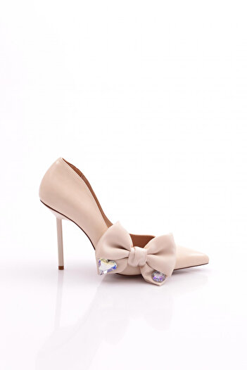 DGN Women's Side Ribbon Heeled Shoes Tan 56563557