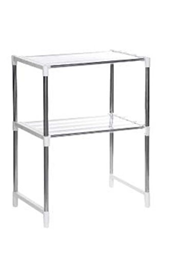 Generic Multifunctional Adjustable Microwave Oven Rack, Aluminum, Silver