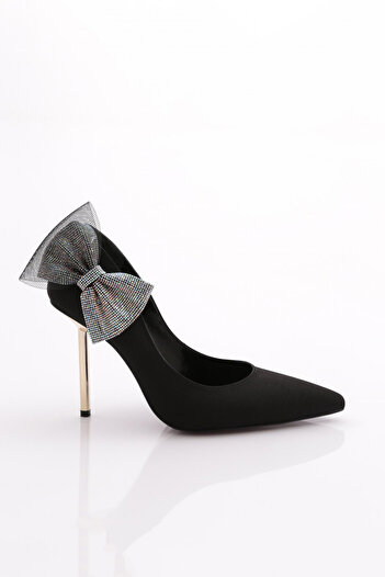 DGN Black Satin Women's Heeled Shoes - 56513557