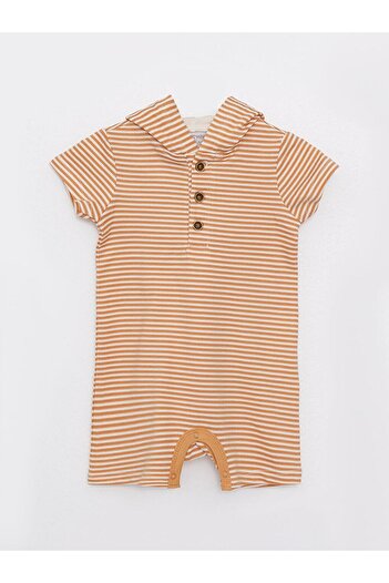 LC Waikiki Hooded Short Sleeve Striped Cotton Baby Boy Romper (S2)