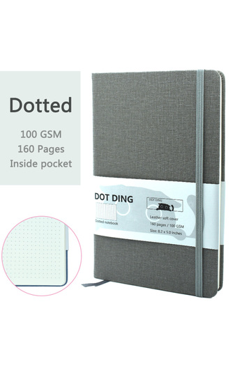 Choice A5 A123-Gray-A5 A5 Dotted Notebook Cloth Hardcover 100 GSM Paper Planner Diary Notepad Journal Stude