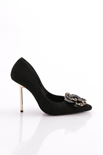 DGN Women's Black Heeled Shoes - Calf 56523557