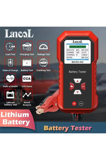 Choice Lancol Micro 500 12V Car Battery Tester 40-3000 CCA Lithium Battery Test Lead Acid Battery Analyz...