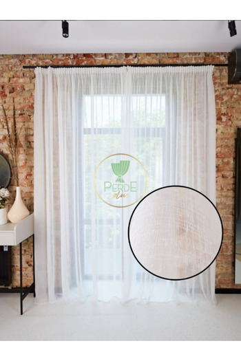 Perdeplus Linen Look Plain Tulle Curtain Does Not Need Ironing
