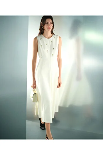 İpekyol Midi Dress with Contrast Accessories