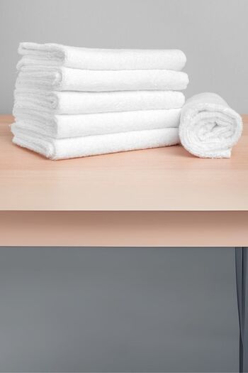 S&R 6 Pieces 50X90 cm White Hotel Towels 210 Grams Hand-Face-Head Towels