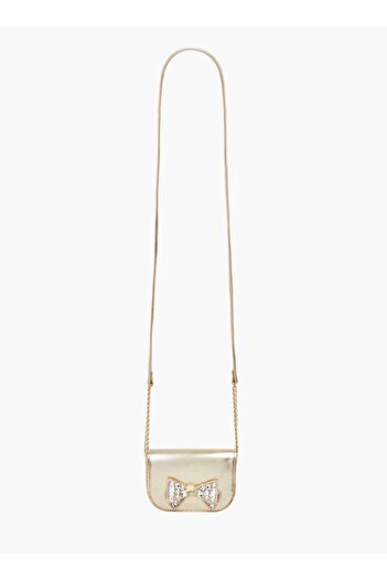 Celeste Celeste Bow Embellished Crossbody Bag with Chain Strap and Button Closure