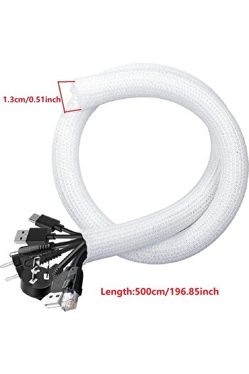 Choice White 5M 1M 3M 5M Braided Cable Sleeve PET Nylon Wrapping Cable Casing Cable Sleeves Wire for Desk P