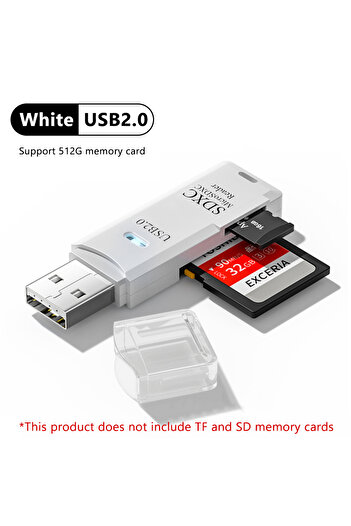 Choice USB 2.0 White NNBILI 1-2pcs Card Reader USB3.0/2.0 To SD TF Memory Adapter High Speed TF Memory 2 IN